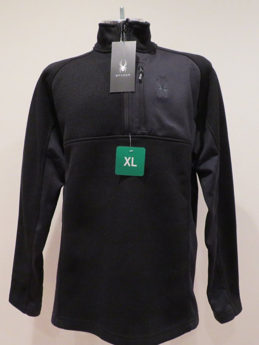 Spyder Men’s XL Quarter Zip Pullover Black NWT